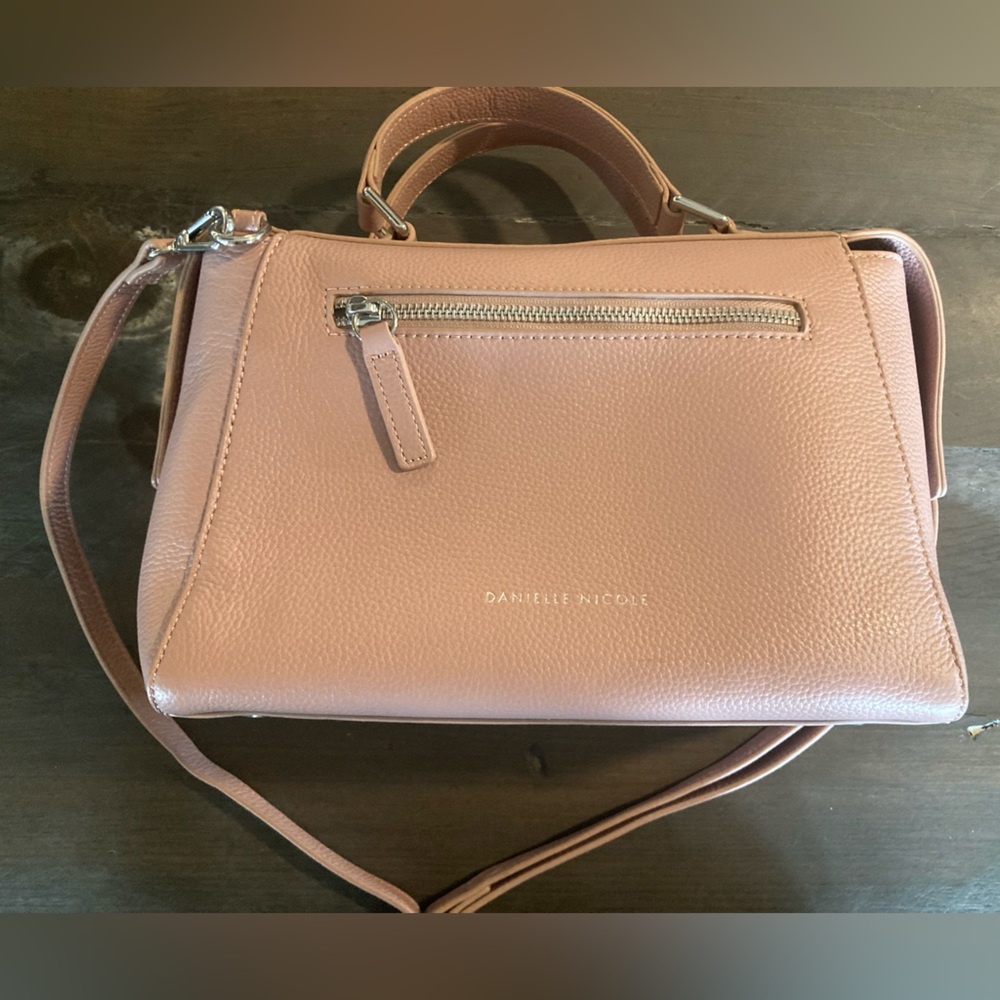 Danielle Nicole Dusty Rose Pebbled Satchel with Crossbody Strap
